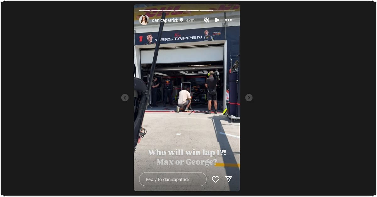 Danica Patrick posted a question regarding Max Verstappen and George Russell at the Canadian Grand Prix. Image: @danica Patrick via Instagram